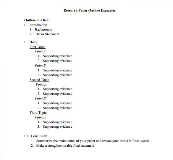 sample research essay outline template download