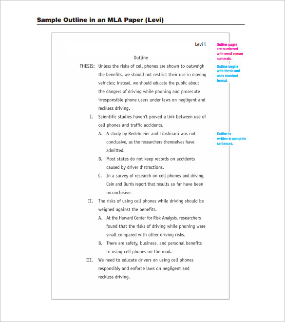 mla research paper outline example