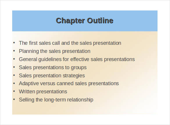 sample sales presentation outline template