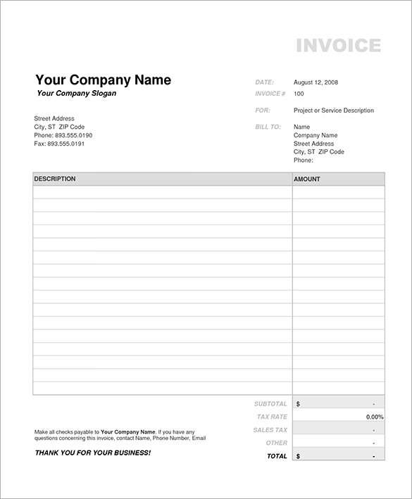 sample tax calculation receipt in excel format