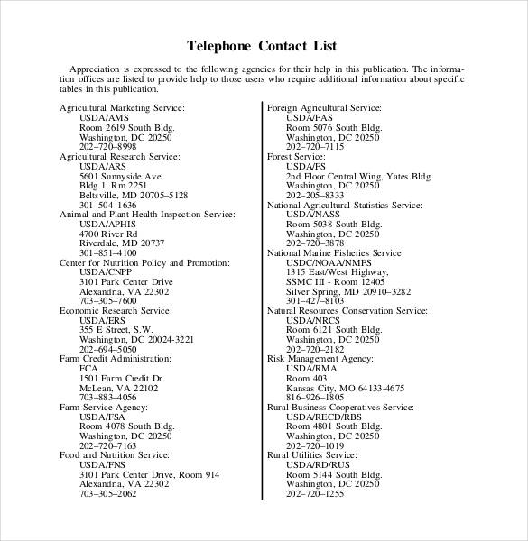 Contact List Template 23 Free Sample Example Format Contact List Template 23 Free Sample Example Format