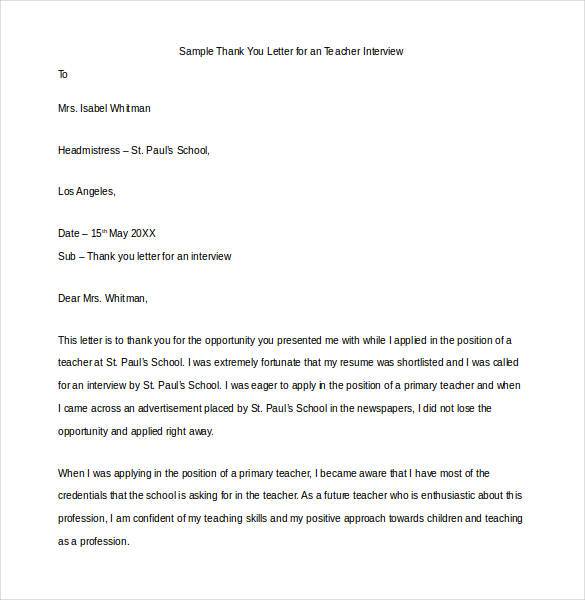 Interview Letter A Special Education Teacher