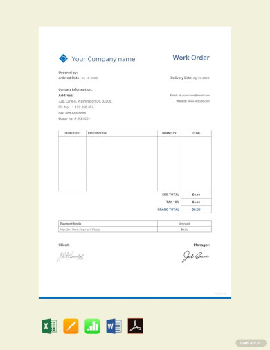 40+ Order Template - Word, Excel, PDF