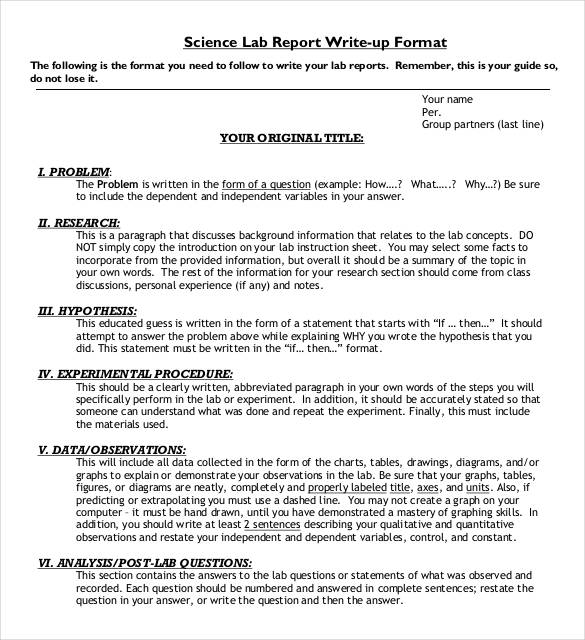 Science Experiment Report Template