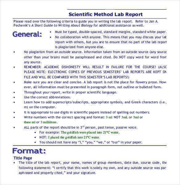 scientific method lab report