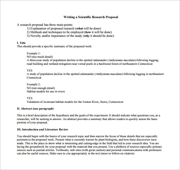 scientific research proposal format