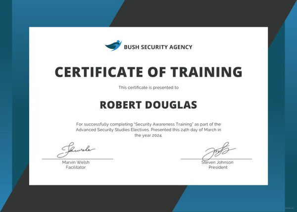 Template For Training Certificate