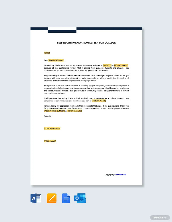 16+ College Recommendation Letter Templates & Samples - Doc, Pdf