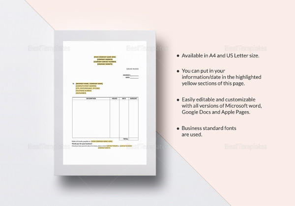 service invoice excel template