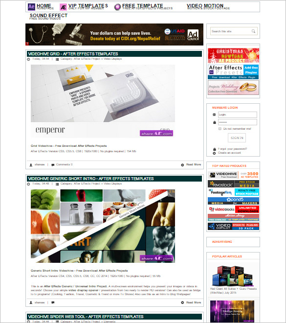 after effects template free download zip shareae