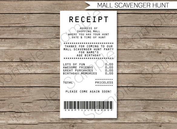shopping electronic receipt template