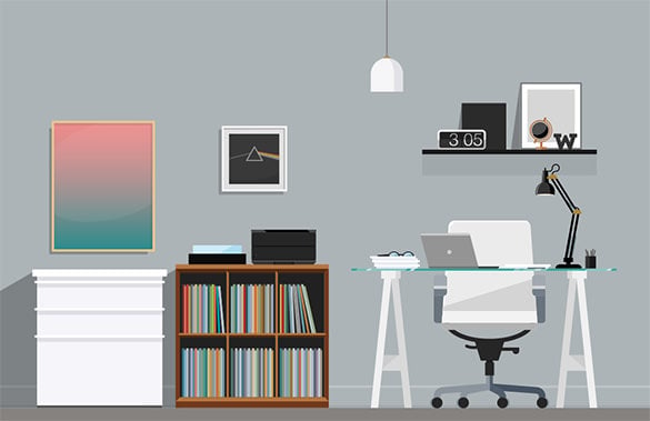 simple home office illustration