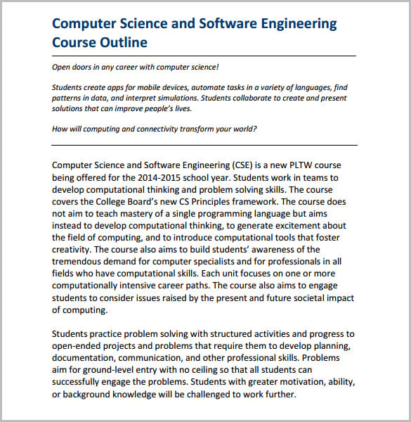 software engineering course outline