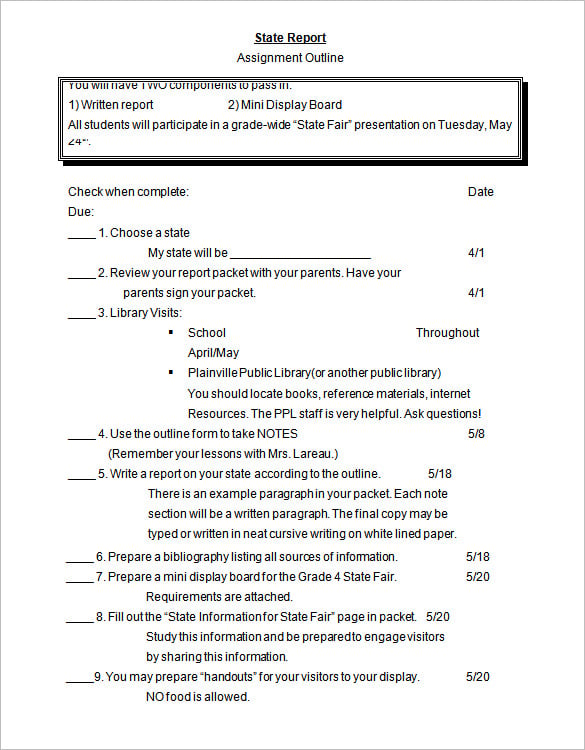 state report outline free word download