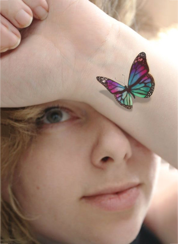 3D Butterfly Temporary Tattoo Set - 7 Small Butterflies Waterproof Womens  Kids | eBay