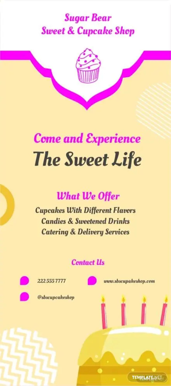 sweet cupcake rack card template