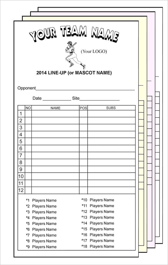 11+ Baseball Line Up Card Templates DOC, PDF, PSD, EPS