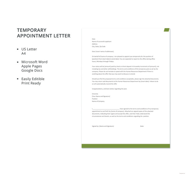 temporary-appointment-letter-template