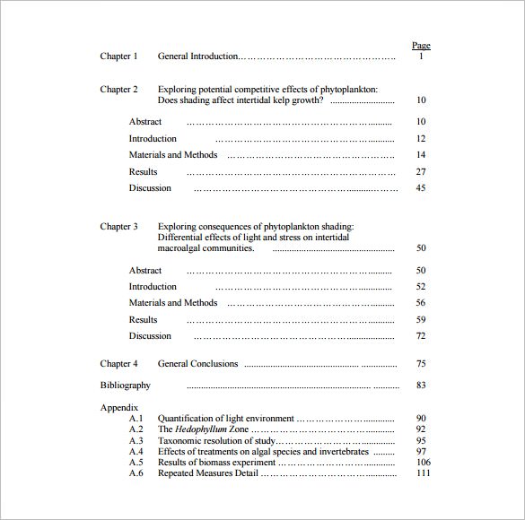 8+ Chapter Outline Templates Word, Excel, PDF