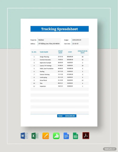tracking spreadsheet template