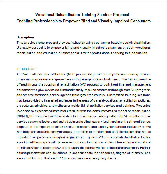 training seminar proposal doc free download