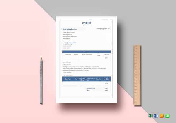 19 Travel Invoice Templates PDF Docs Excel