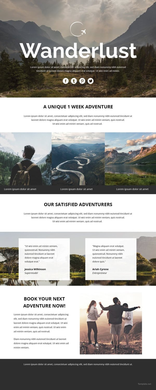 travel email newsletter template
