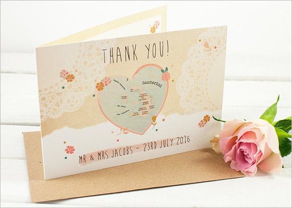 travel styled wedding thank you card template