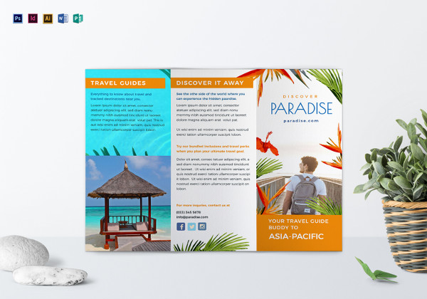 travel tri fold brochure psd template