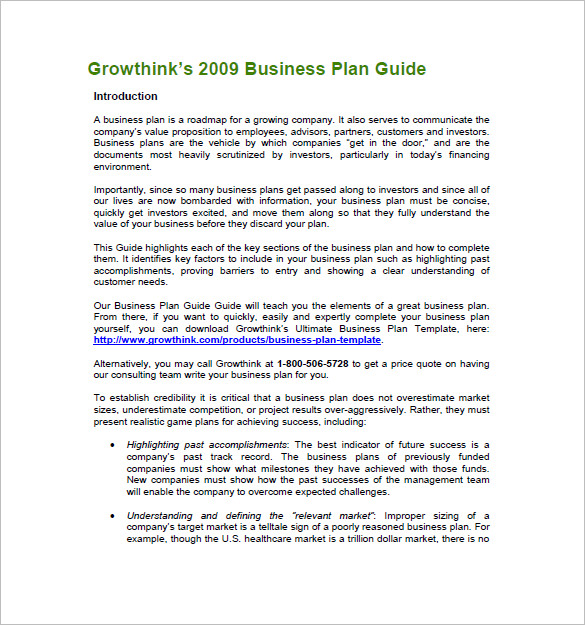 business plan template free download word