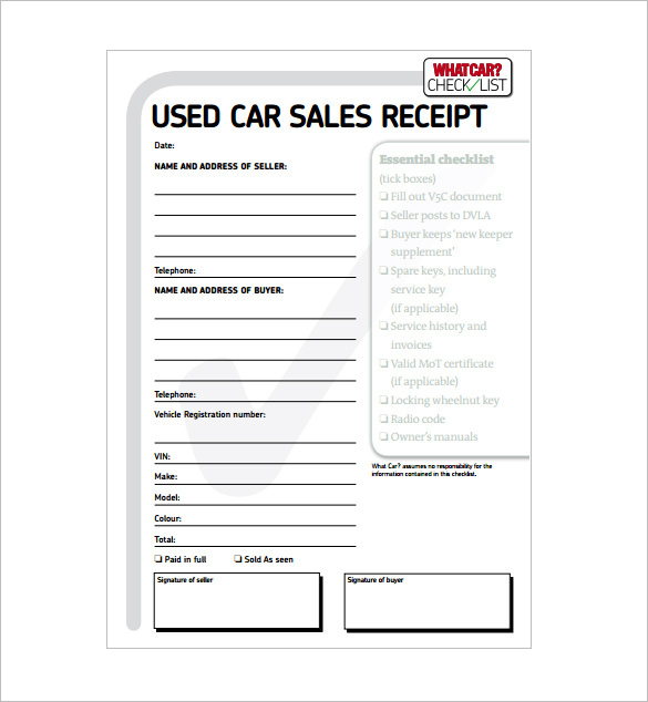 14 car sale receipt templates doc pdf free premium templates