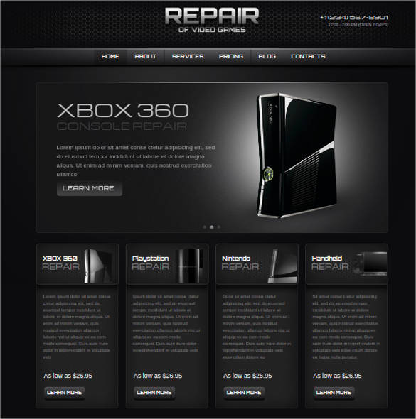 video-games-repair-website-template-with-cms