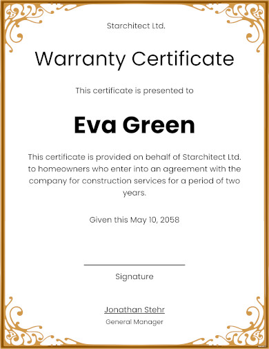 Warranty Certificate Template - 24+ Word, PDF Documents Download