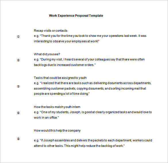 work experience proposal template free download