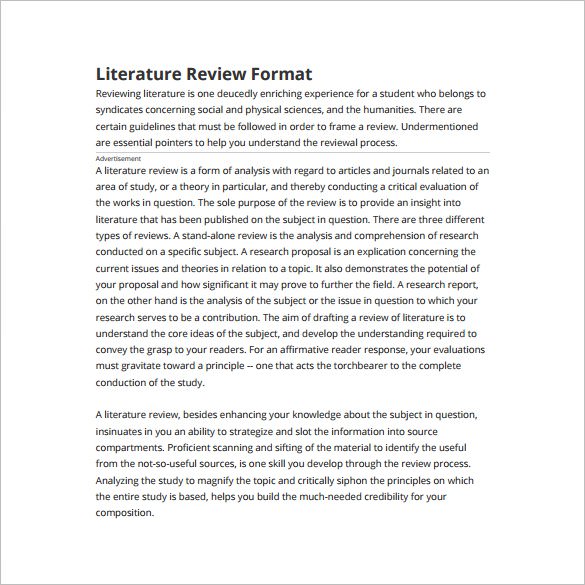 how to write literature review in a project