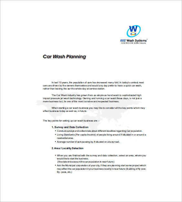 automatic car wash business plan