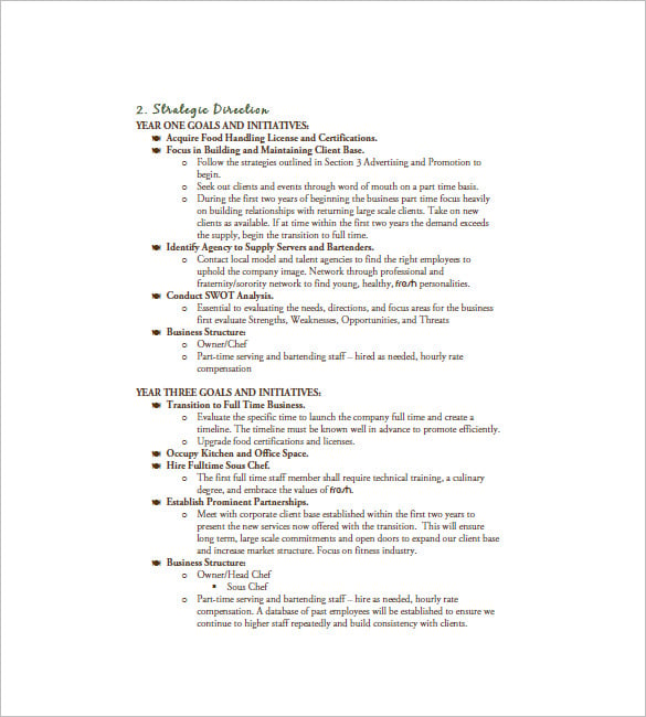 banquet catering business plan sample