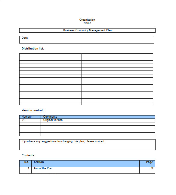 Business Continuity Plan Template 29+ Free Word, Excel, PDF Format