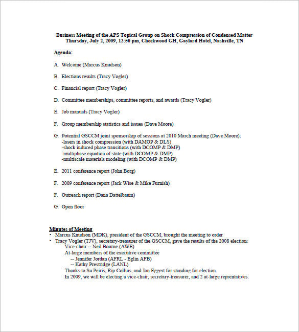 business meeting minutes template word