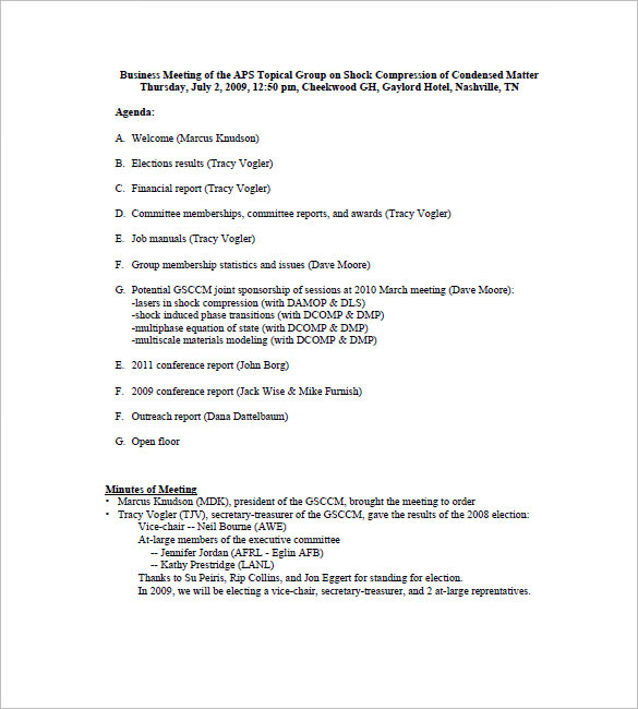 Corporate Meeting Minutes Template