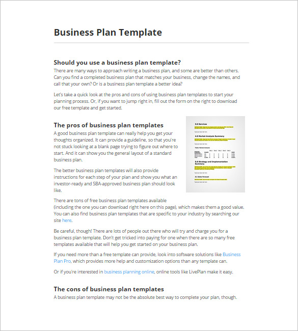 business plan pro templates download