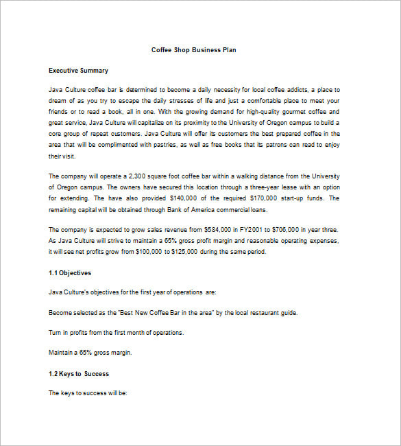 business proposal of coffee shop pdf