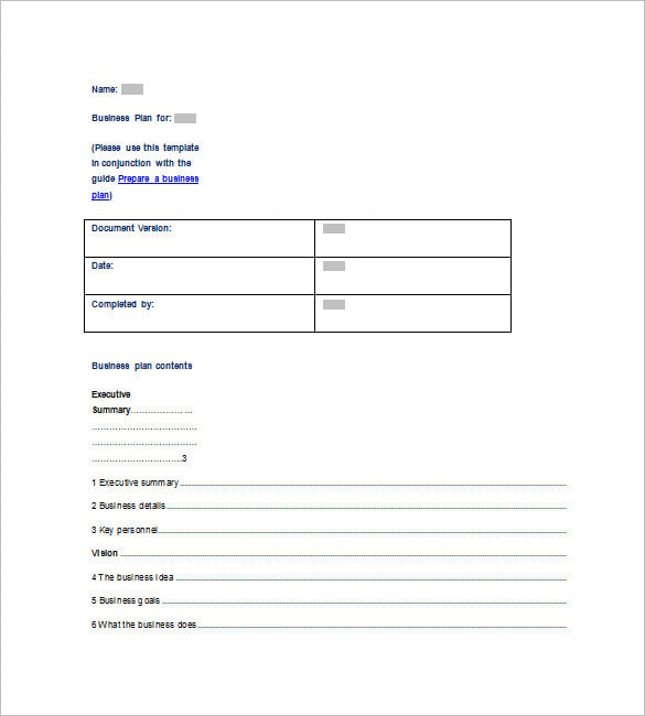 business plan template word 200