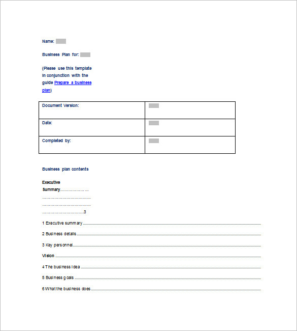 business plan template word 200