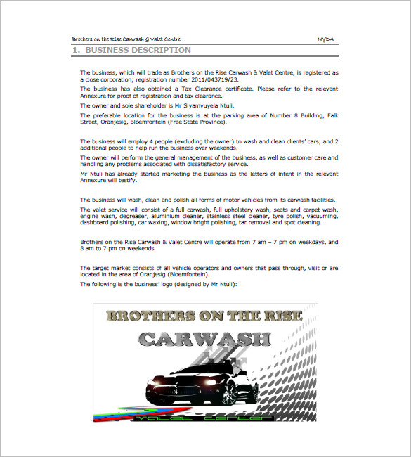 car wash business plan template