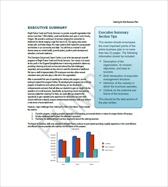 catering business plan sample pdf