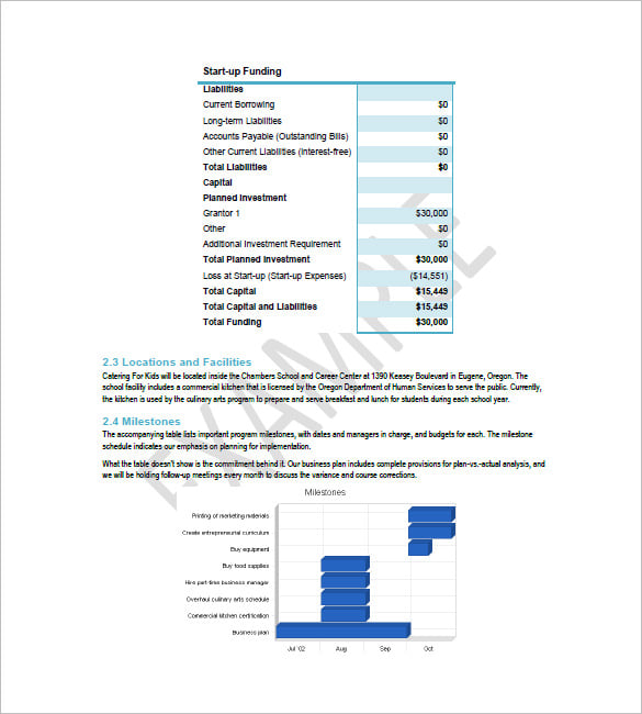 catering business plan template pdf