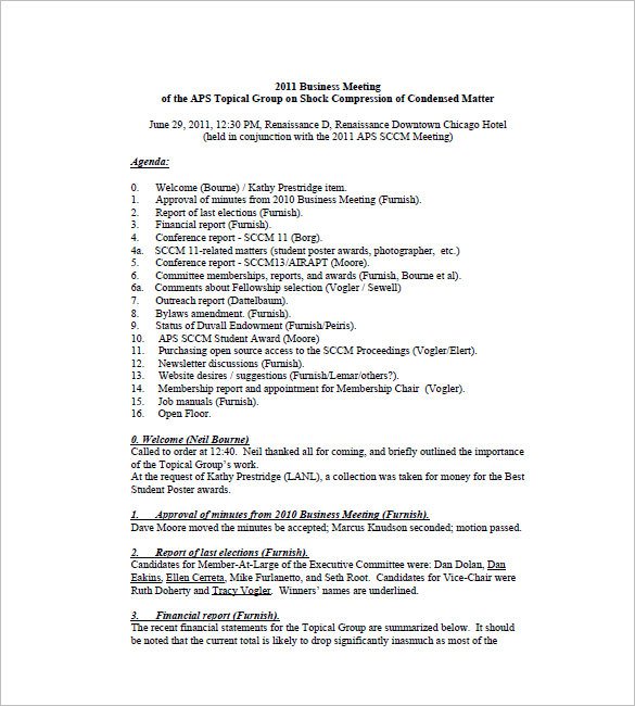 Church Business Meeting Minutes Template