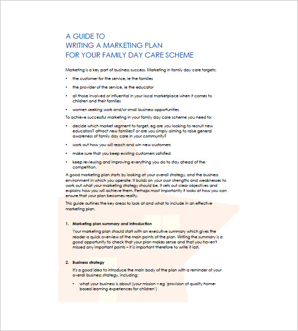 Sample business plan for child care services