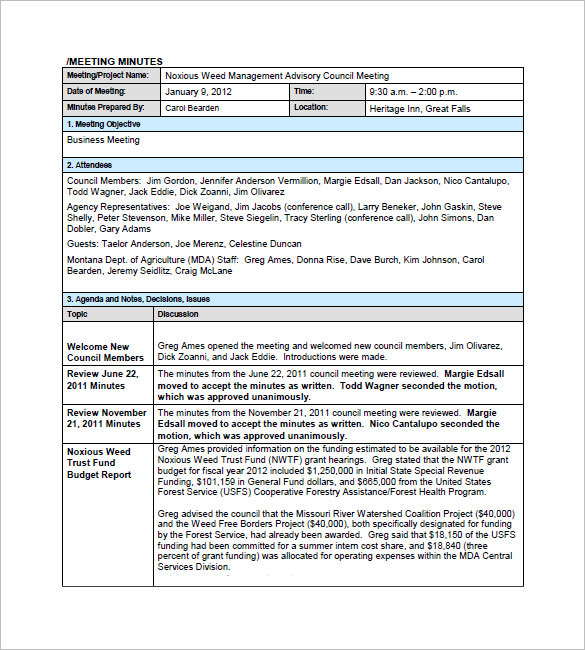 Project Management Meeting Notes Template from images.template.net